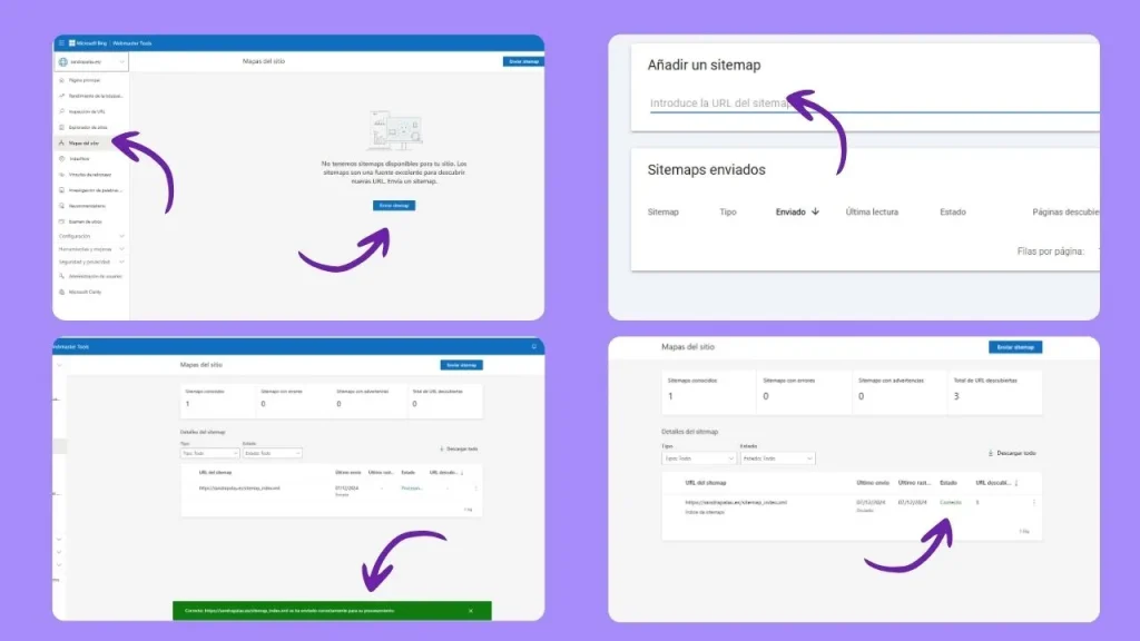 comprobar que el sitemap esté subido correctamente a Bing