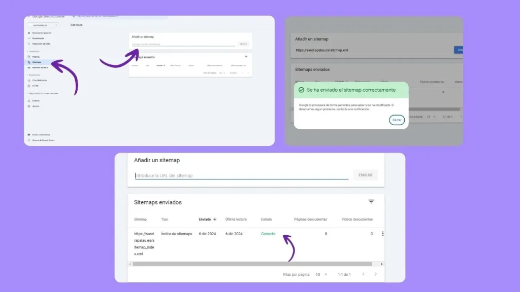 Comprobar que el sitemap esté subido a Search Console