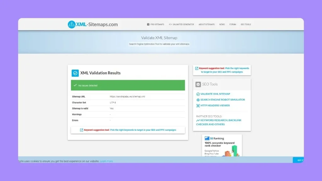 Revisar el sitemap y validar