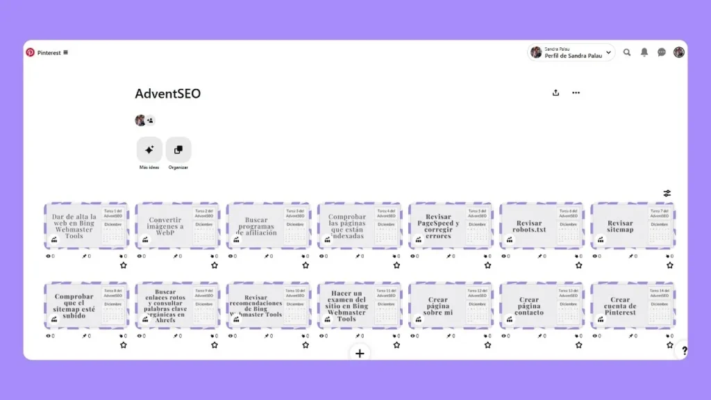 Tablero de pinterest con la extensión de chrome
