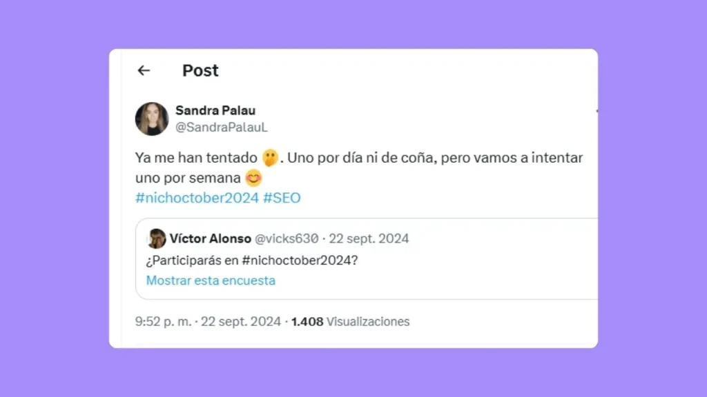 Twett con mis expectativas del Nichoctober